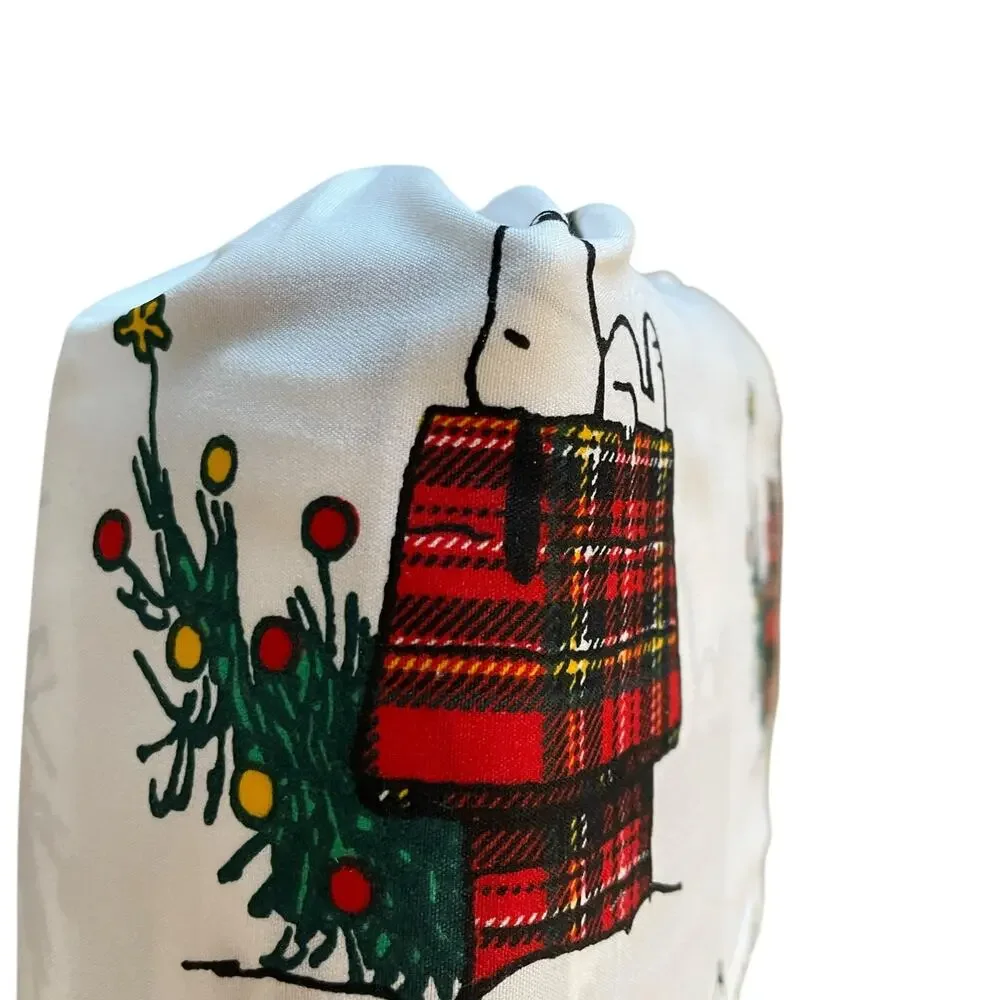 Peanuts Snoopy & Woodstock PLAID Doghouse Christmas Tree FULL Sheet Set New